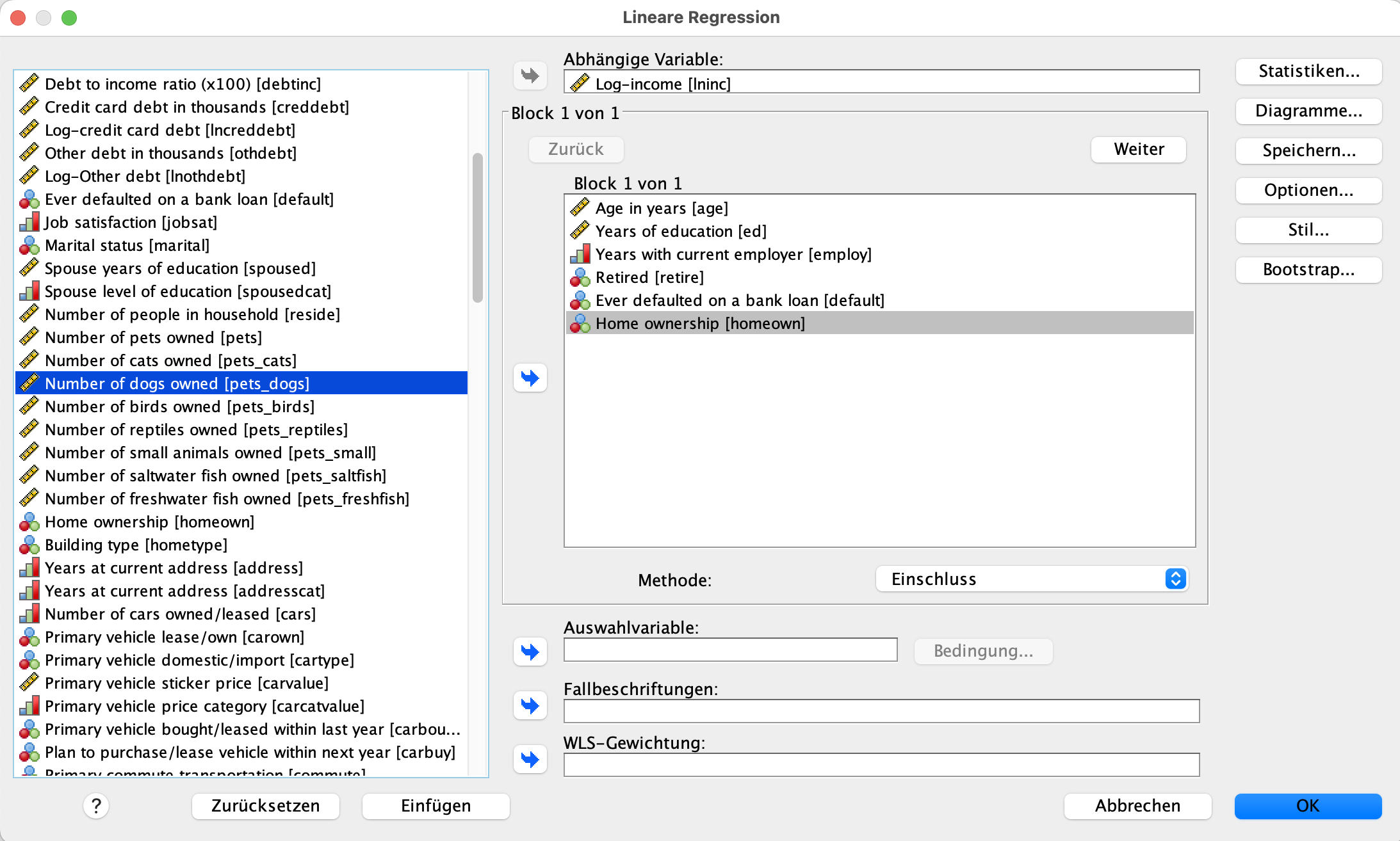 Regressionsanalyse in SPSS